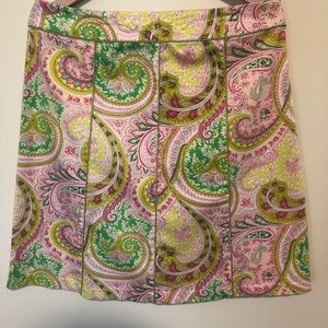 Pink & Lime Green Cadwick’s 14 Cotton Paisley Skirt